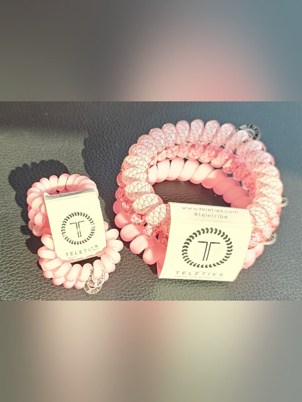 Teleties Pink Coil Hair Ties -  2 Sets